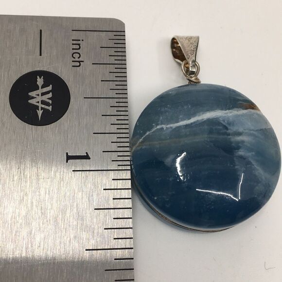 Blue Calcite Sterling Silver wire wrapped Pendant - Picture 8 of 11